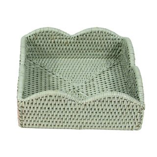 Caspari Rattan Scallop Lunch Nap Hldr-Green Ttop Rattan Scallop Lunch Nap Hldr HL104