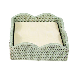 Caspari Rattan Scallop Lunch Nap Hldr-Green Ttop Rattan Scallop Lunch Nap Hldr HL104