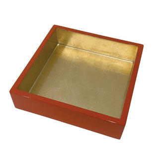 Caspari Coral With Gold-Lacquer Holder Ttop Lacquer Luncheon HL16
