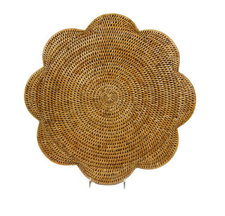 Caspari Rattan Scallop Rnd Placemat-Natural Ttop Rattan Scallop Round Placemat HPM101