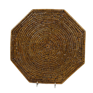 Caspari Rattan Octagonal Placemat-Natural Ttop Rattan Octagonal Placemat HPM801