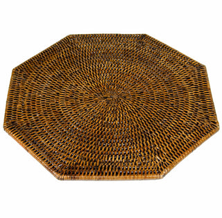 Caspari Rattan Octagonal Placemat-Natural Ttop Rattan Octagonal Placemat HPM801