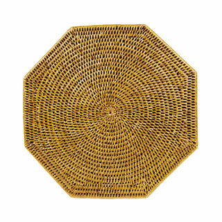 Caspari Rattan Octagonal Placemat-Honey Ttop Rattan Octagonal Placemat HPM802