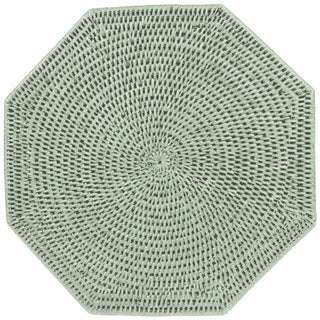 Caspari Rattan Octagonal Placemat-Green Ttop Rattan Octagonal Placemat HPM804