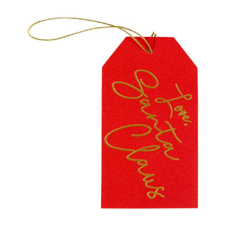 Caspari Love; Santa Claus Foil Hanging Gift Tag W/Hdr 4 Pk-Gallery HT044