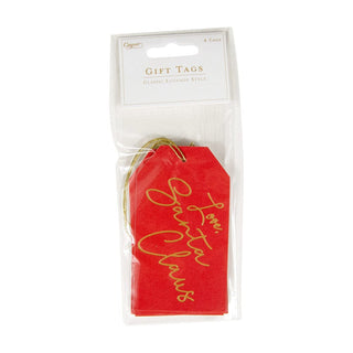 Caspari Love; Santa Claus Foil Hanging Gift Tag W/Hdr 4 Pk-Gallery HT044