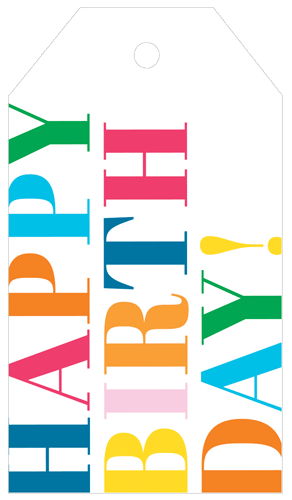 Caspari Happy Birthday Hanging Gift Tag W/Hdr 4 Pk      ** HT048