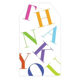 Caspari Tossed Thank You White Hanging Gift Tag W/Hdr 4 Pk      ** HT054