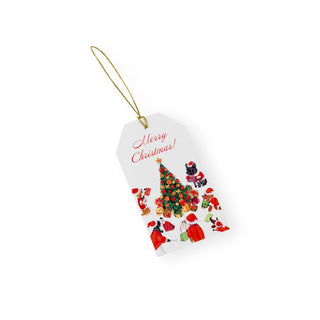 Caspari Dogs Around Christmas Tree Hanging Gift Tag W/Hdr 4 Pk HT062