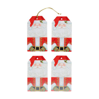 Caspari Santa Claus Hanging Gift Tag W/Hdr 4 Pk HT063