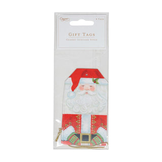 Caspari Santa Claus Hanging Gift Tag W/Hdr 4 Pk HT063