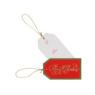 Caspari Merry Christmas Calligraphy Foil Hang Tags - includes 4 Hang Tags HT066