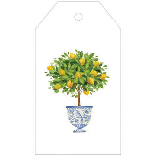 Caspari Lemon Topiary Hanging Gift Tag W/Hdr 4 Pk HT10086