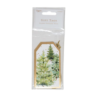 Caspari White Christmas Foil Hanging Gift Tag W/Hdr 4 Pk-Foil HT10095