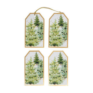 Caspari White Christmas Foil Hanging Gift Tag W/Hdr 4 Pk-Foil HT10095