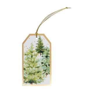 Caspari White Christmas Foil Hanging Gift Tag W/Hdr 4 Pk-Foil HT10095