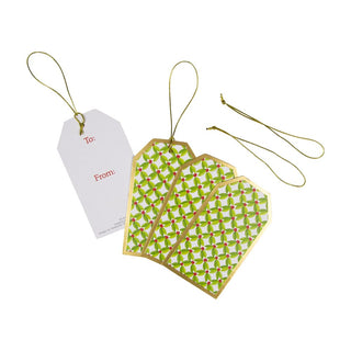 Caspari Leaf And Berry Ditz Foil Hanging Gift Tag W/Hdr 4 Pk-Foil HT10108