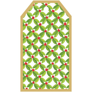 Caspari Leaf And Berry Ditz Foil Hanging Gift Tag W/Hdr 4 Pk-Foil HT10108