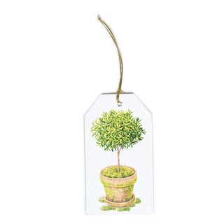 Caspari Potted Topiary Hanging Gift Tag W/Hdr 4 Pk HT10115