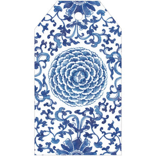 Caspari Indigo Garden Blue/White Gift Tag - 4 per package HT10158
