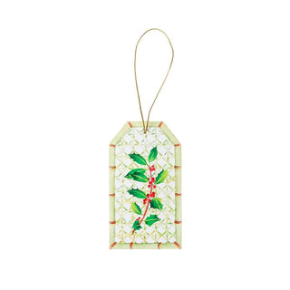 Caspari Holly On Trellis Hanging Gift Tag W/Hdr 4 Pk-Gallery HT9757