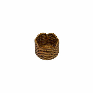 Caspari Rattan Scallop Wine Coaster-Natural Rattan Scallop Wine Coaster HWC101
