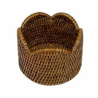 Caspari Rattan Scallop Wine Coaster-Natural Rattan Scallop Wine Coaster HWC101