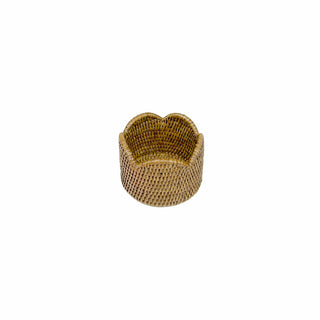 Caspari Rattan Scallop Wine Coaster-Cream Rattan Scallop Wine Coaster HWC103