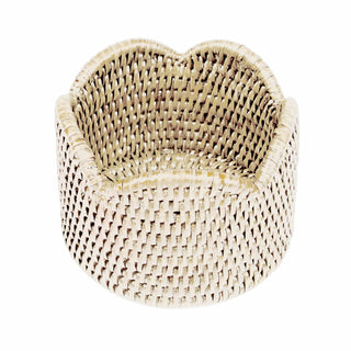 Caspari Rattan Scallop Wine Coaster-Cream Rattan Scallop Wine Coaster HWC103