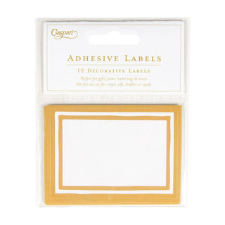 Caspari Stripe Border-Gold Name Labels 2 X 3-12 Per Package LTAG009