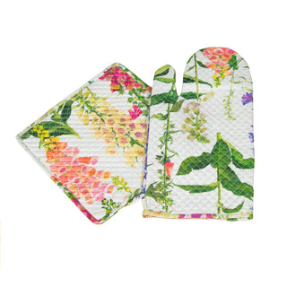 Caspari Foxgloves Oven Mitts And Pot Holders Set - 1 Piece Of Each OMPH011A