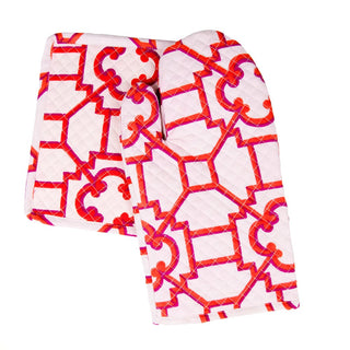 Caspari Garden Trellis Fuchsia And Orange Fabc Oven Mitt/Pot Holder Set OMPH016A