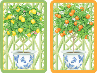 Caspari Citrus Topiaries Playing Cards Jumbo PC146J
