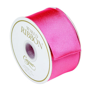Caspari Bright Fuchsia Solid Satin Wired Ribbon 1.5" R956