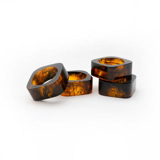 Caspari Tortoise Resin Napkin Rings - Set of 4 RES005