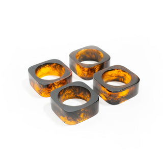 Caspari Tortoise Resin Napkin Rings - Set of 4 RES005
