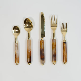 Caspari Coffee Resin 5-Piece Flatware Place Setting RES107