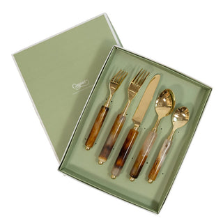 Caspari Coffee Resin 5-Piece Flatware Place Setting RES107