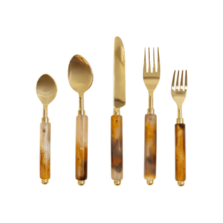 Caspari Coffee Resin 5-Piece Flatware Place Setting RES107