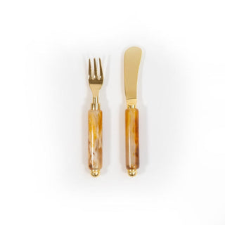 Caspari Coffee Resin Spreader & Hors d'oeuvre Fork - Set of 2 RES111