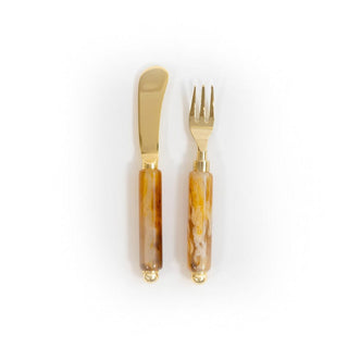 Caspari Coffee Resin Spreader & Hors d'oeuvre Fork - Set of 2 RES111