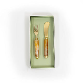 Caspari Coffee Resin Spreader & Hors d'oeuvre Fork - Set of 2 RES111