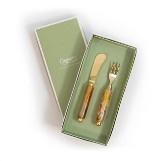 Caspari Coffee Resin Spreader & Hors d'oeuvre Fork - Set of 2 RES111