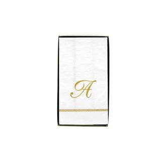 Caspari Hemstitch Script A Initial Guest Towel Napkins - 40 Per Box A S221G.A