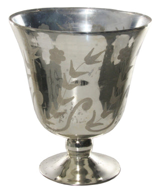 Shishi Glass Pot in Silver Floral Cut - 7"D
