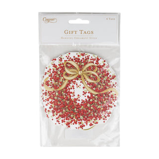 Caspari Pepperberry Foil Ornament Tag W/Header 4 Pk-Foil TAG10094