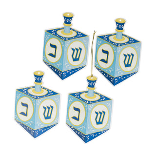 Caspari Dreidel Ornament Tag W/Header 4 Pk TAG10113