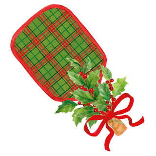Caspari Plaid Pickleball Paddle Ornament Tag W/Header 4 Pk TAG117