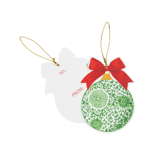 Caspari Green Ceramic Ornament Ornament Tags - includes 4 Tags TAG118