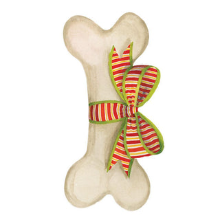 Caspari Dog Bone And Bow Ornament Tag W/Header 4 Pk TAG9697